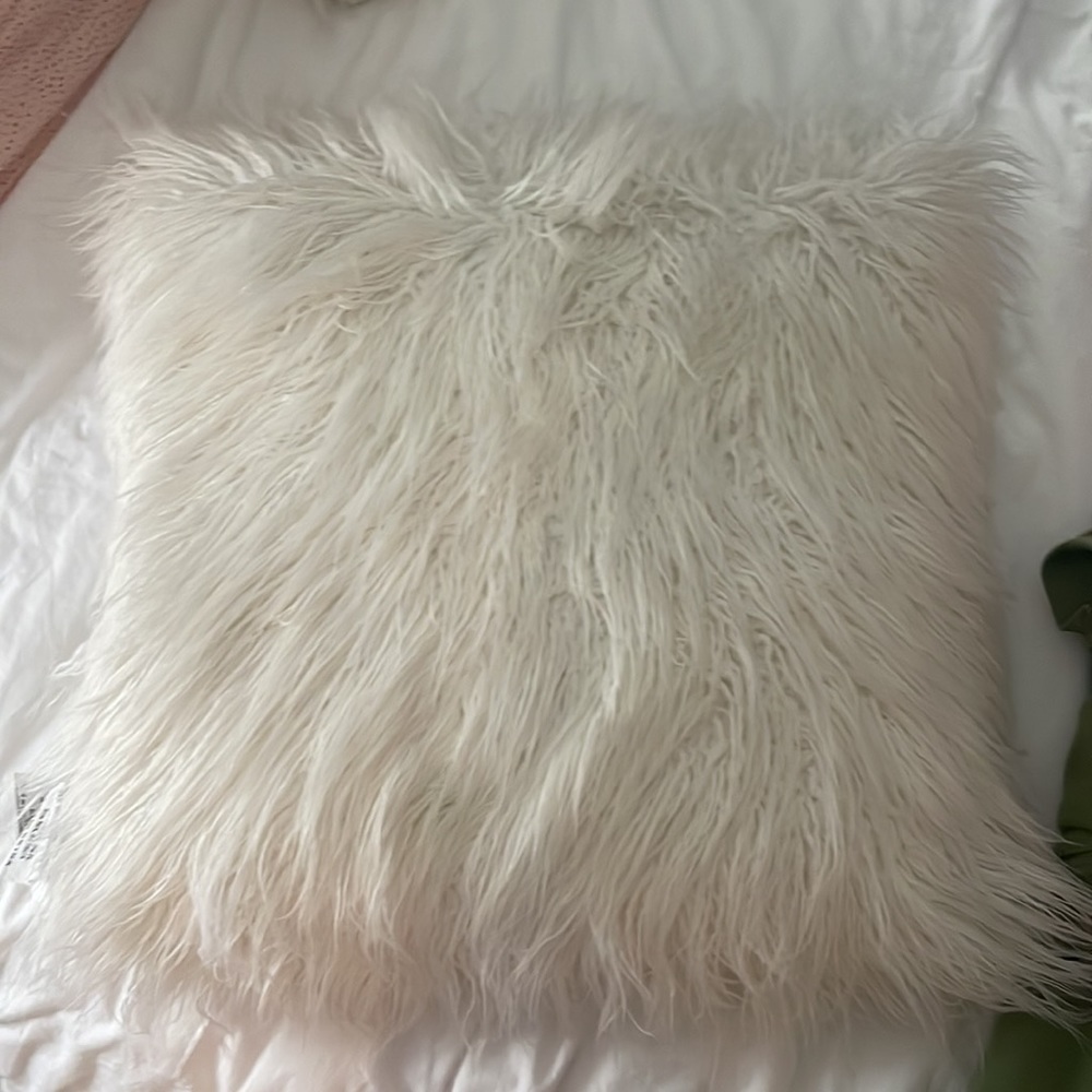 White fur pillows